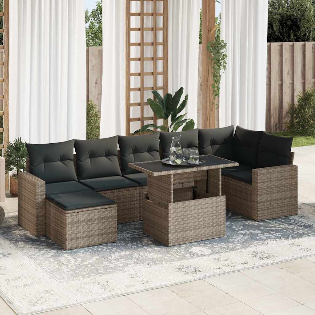 sofasæt til haven 8 dele med hynder polyrattan grå