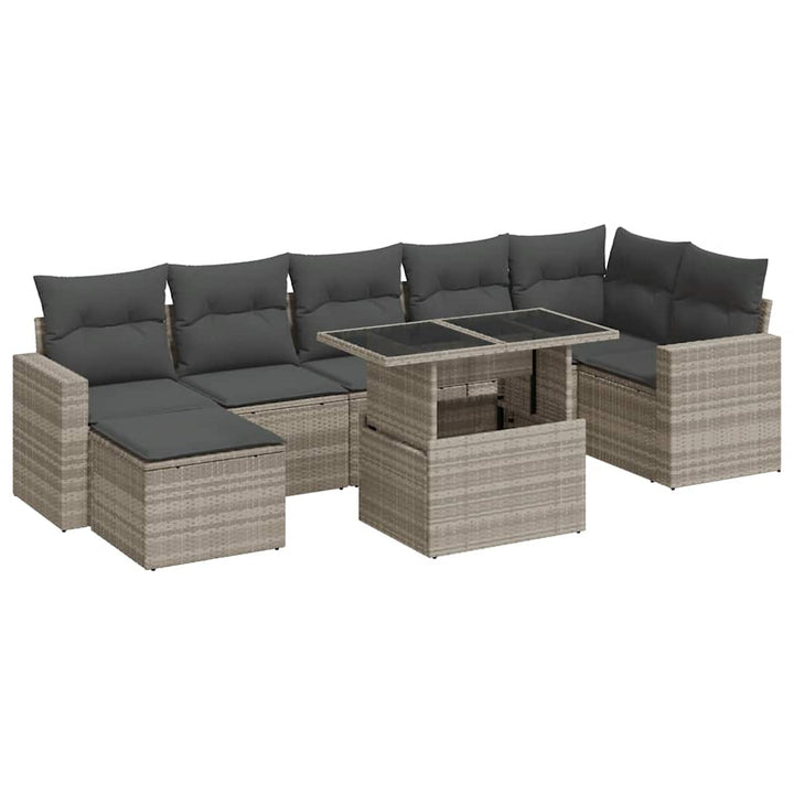 sofasæt til haven 8 dele med hynder polyrattan lysegrå
