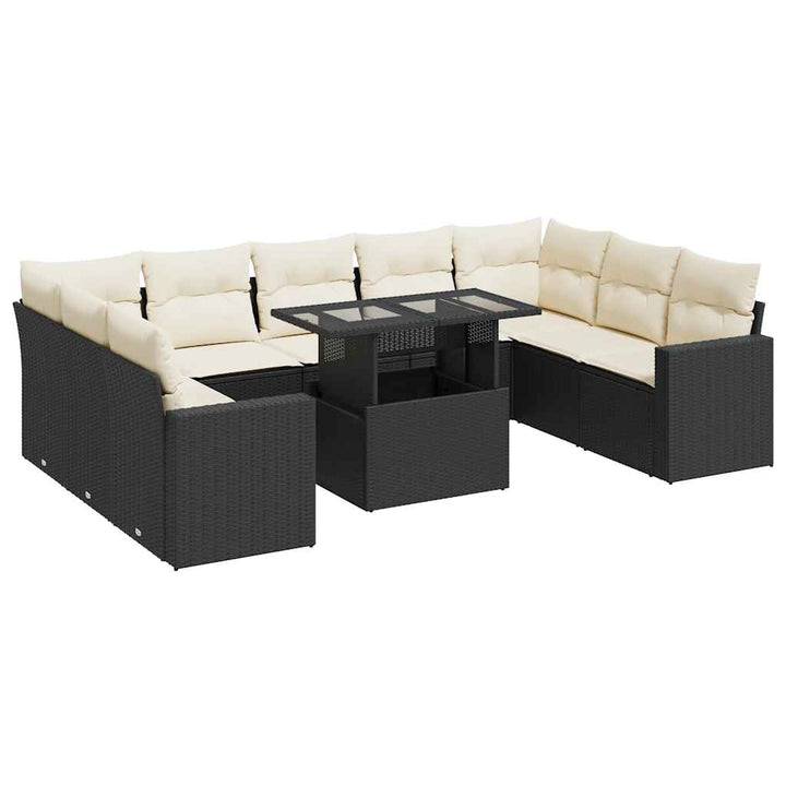 sofasæt til haven 10 dele med hynder polyrattan sort