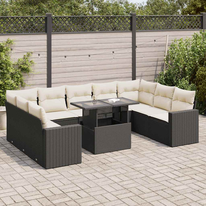 sofasæt til haven 10 dele med hynder polyrattan sort