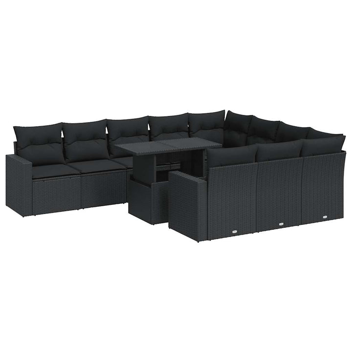 sofasæt til haven 11 dele med hynder polyrattan sort