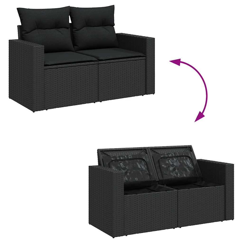 sofasæt til haven 11 dele med hynder polyrattan sort