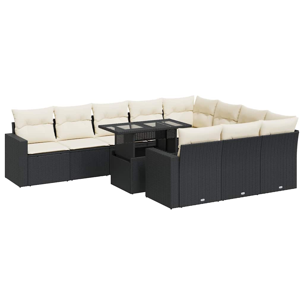 sofasæt til haven 11 dele med hynder polyrattan sort