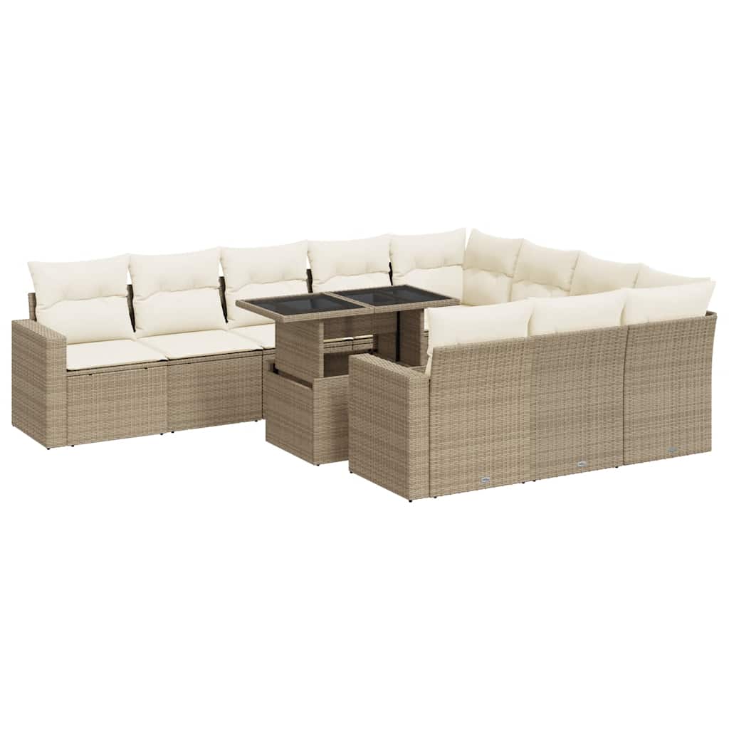 sofasæt til haven 11 dele med hynder polyrattan beige