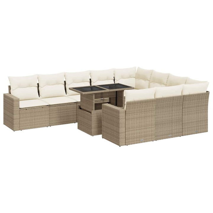 sofasæt til haven 11 dele med hynder polyrattan beige