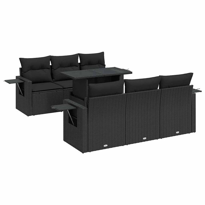 sofasæt til haven 7 dele med hynder polyrattan sort
