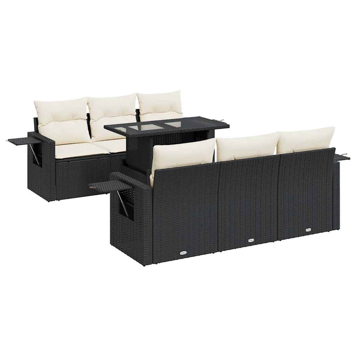 sofasæt til haven 7 dele med hynder polyrattan sort