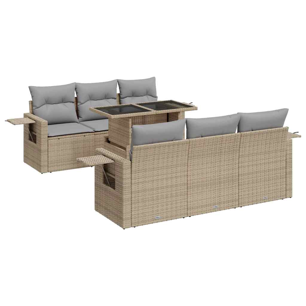 sofasæt til haven 7 dele med hynder polyrattan beige