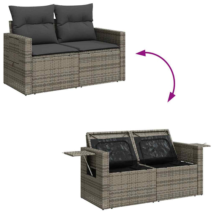 sofaesæt til haven 7 dele med hynder polyrattan grå