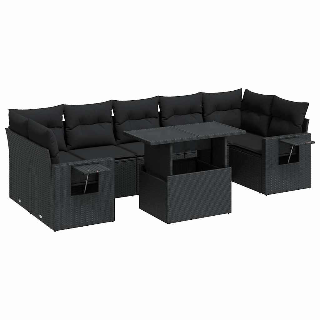 sofasæt til haven 8 dele med hynder polyrattan sort