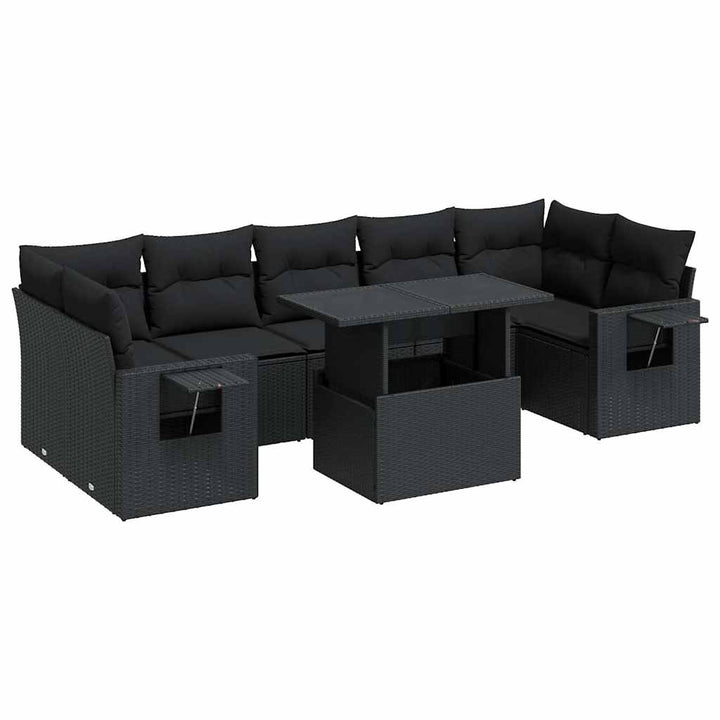 sofasæt til haven 8 dele med hynder polyrattan sort