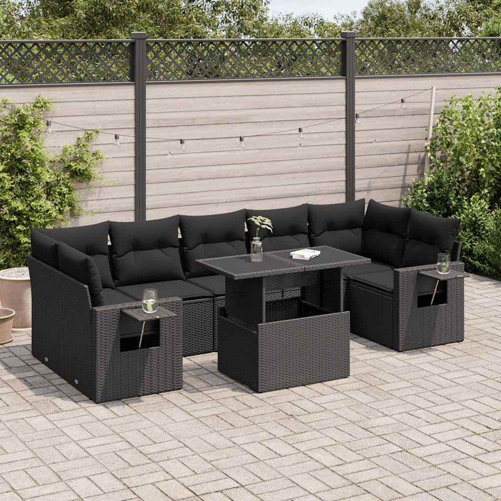 sofasæt til haven 8 dele med hynder polyrattan sort