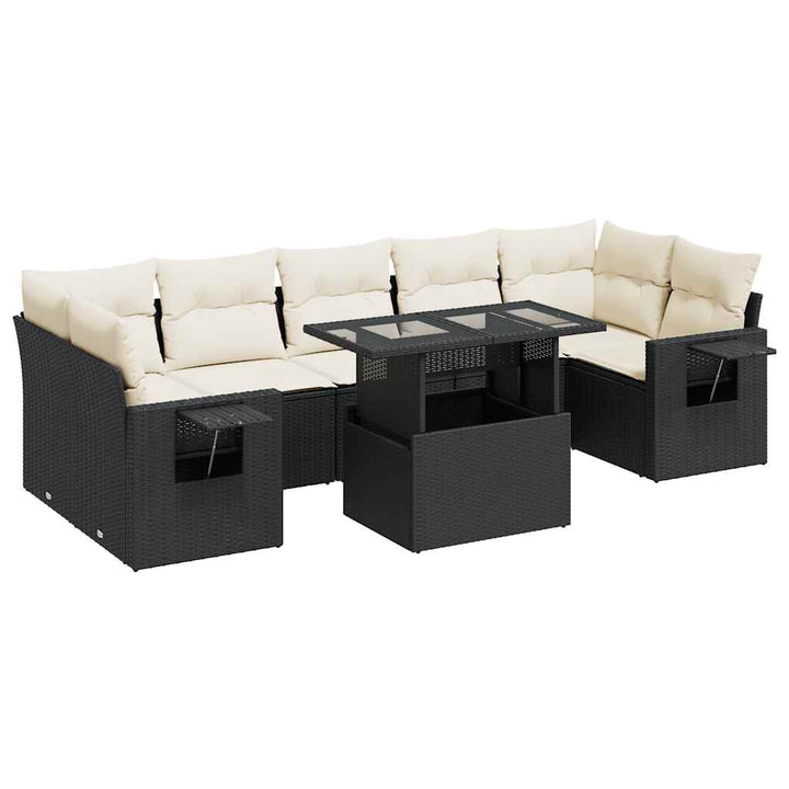 sofasæt til haven 8 dele med hynder polyrattan sort