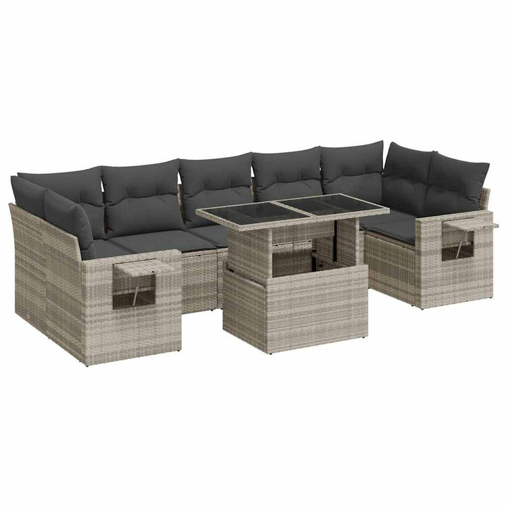 sofasæt til haven 8 dele med hynder polyrattan lysegrå