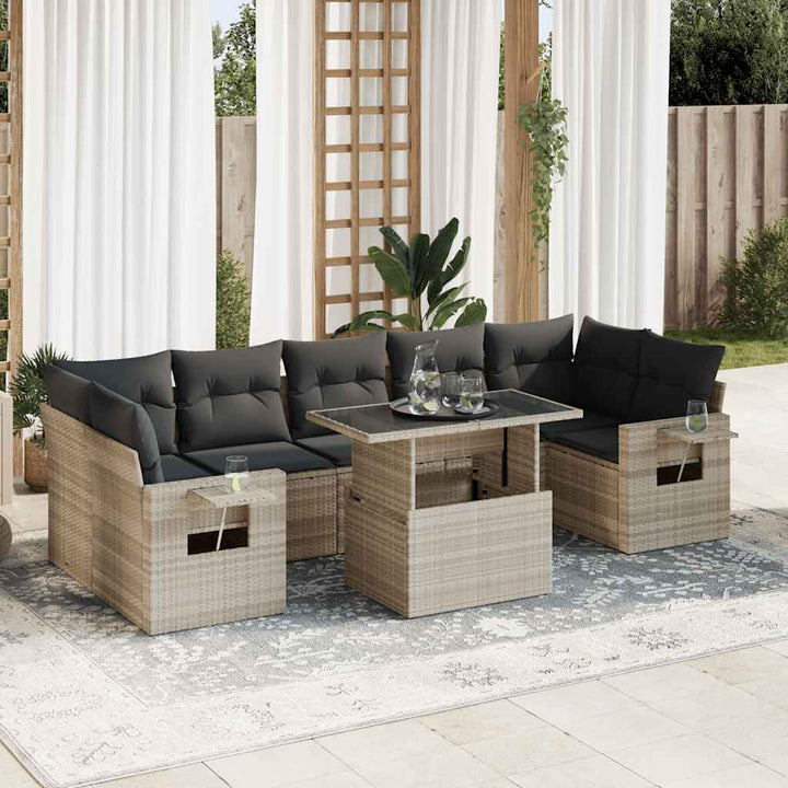sofasæt til haven 8 dele med hynder polyrattan lysegrå