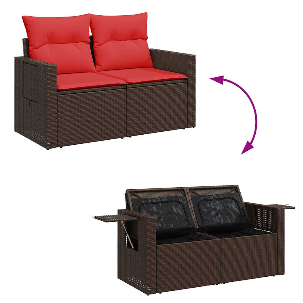 sofasæt 5 dele med hynder polyrattan akacietræ brun