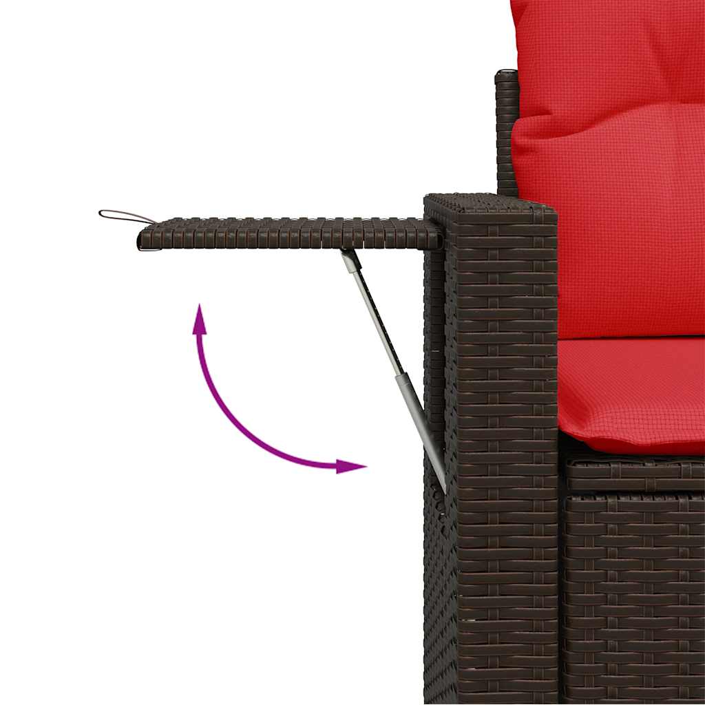 sofasæt 5 dele med hynder polyrattan akacietræ brun