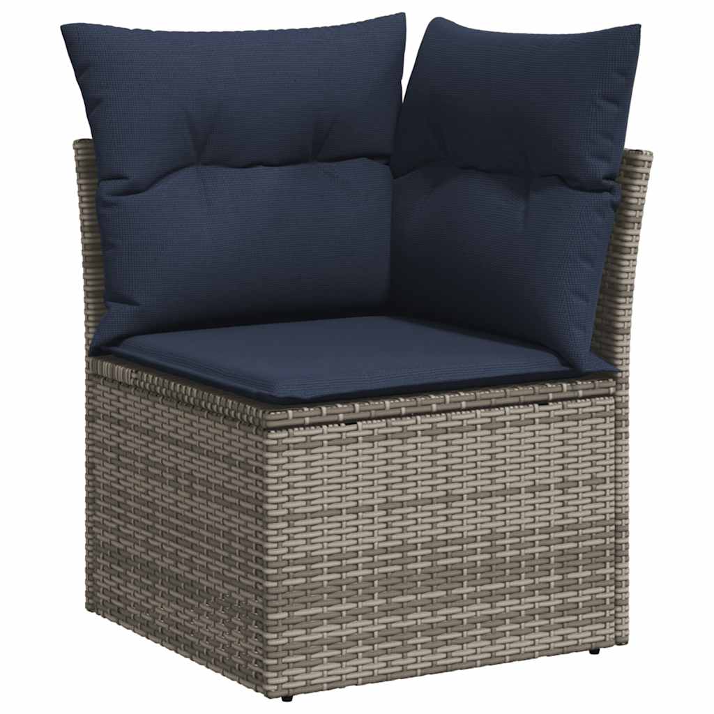sofasæt til haven 6 dele med hynder polyrattan akacietræ grå
