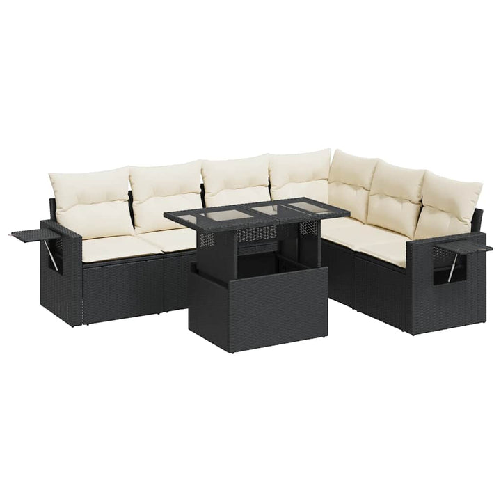 sofasæt til haven 7 dele med hynder polyrattan sort