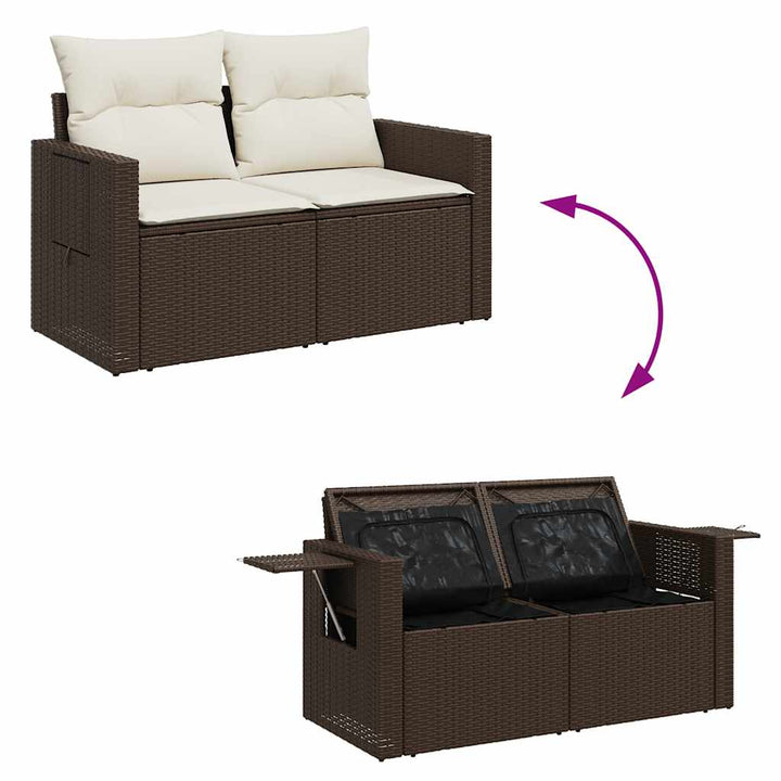 sofasæt til haven 9 dele med hynder polyrattan brun