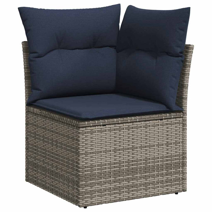 sofasæt til haven 10 dele med hynder polyrattan akacietræ grå