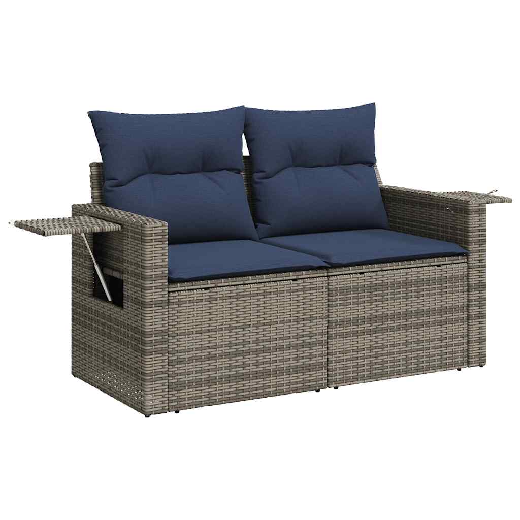sofasæt til haven 10 dele med hynder polyrattan akacietræ grå