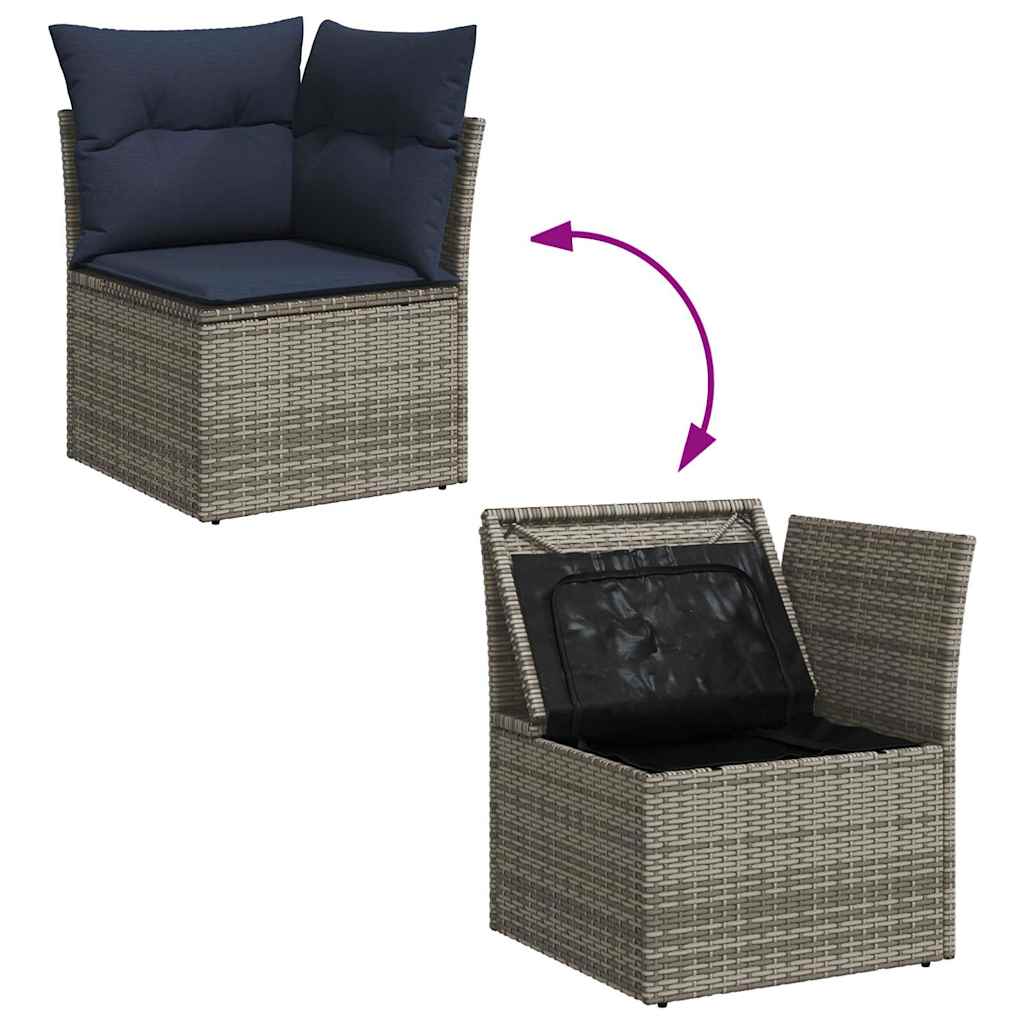 sofasæt til haven 10 dele med hynder polyrattan akacietræ grå