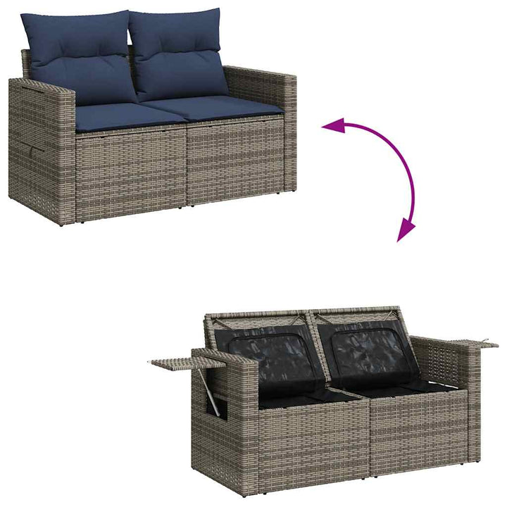 sofasæt til haven 10 dele med hynder polyrattan akacietræ grå