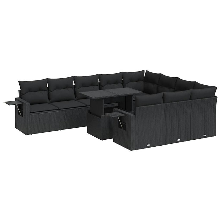 sofasæt til haven 11 dele med hynder polyrattan sort
