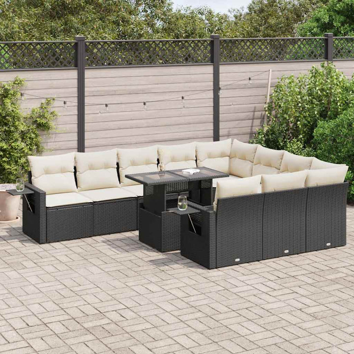 sofasæt til haven 11 dele med hynder polyrattan sort