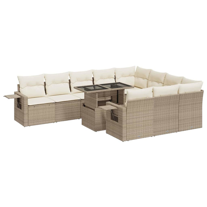 sofasæt til haven 11 dele med hynder polyrattan beige