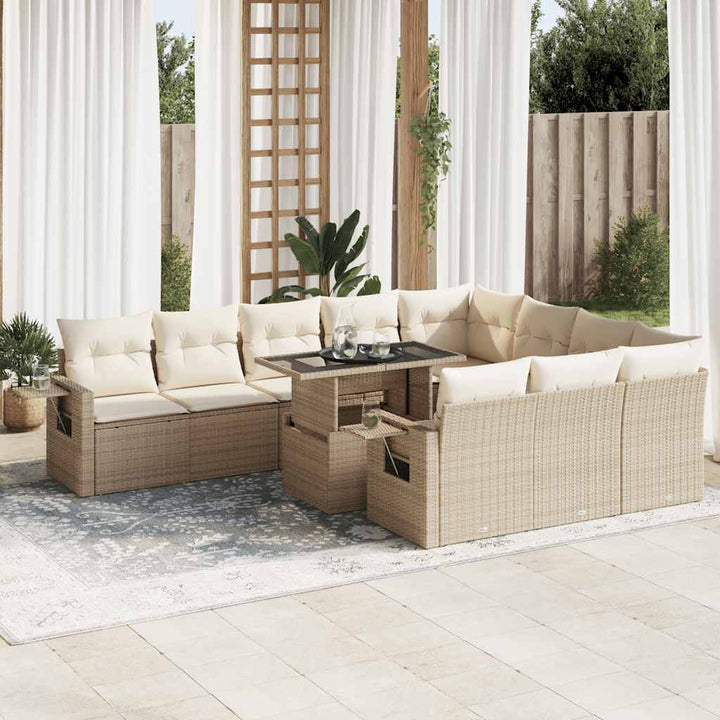 sofasæt til haven 11 dele med hynder polyrattan beige