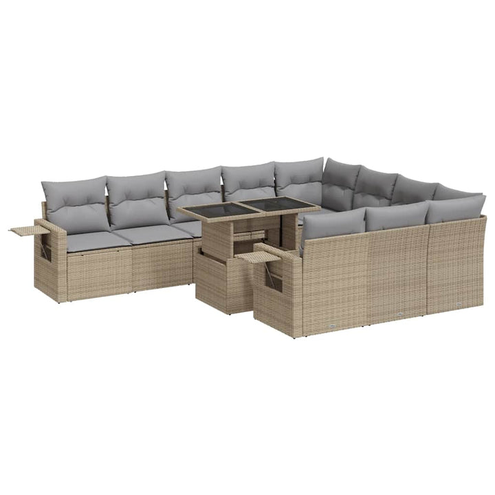 sofasæt til haven 11 dele med hynder polyrattan beige