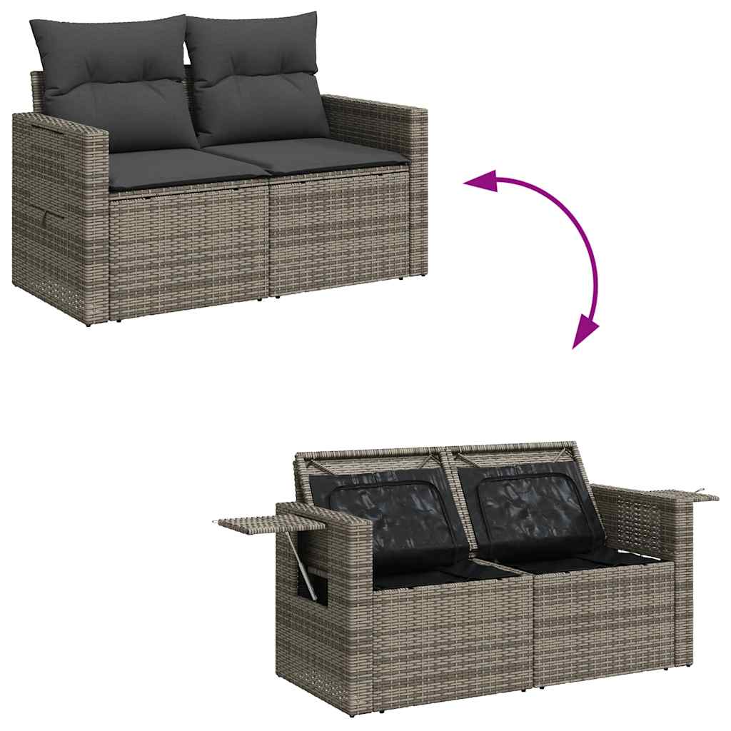 loungesæt til haven 11 dele med hynder polyrattan grå