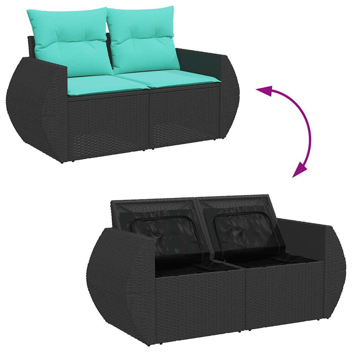 sofasæt til haven 5 dele med hynder polyrattan akacietræ sort