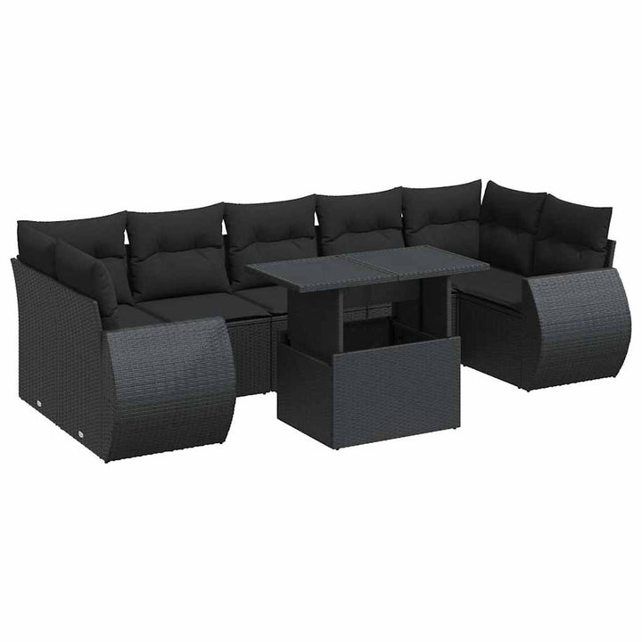 sofasæt til haven 8 dele med hynder polyrattan sort