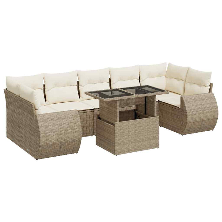 sofasæt til haven 8 dele med hynder polyrattan beige