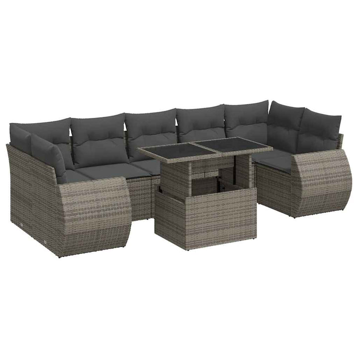 sofasæt til haven 8 dele med hynder polyrattan grå
