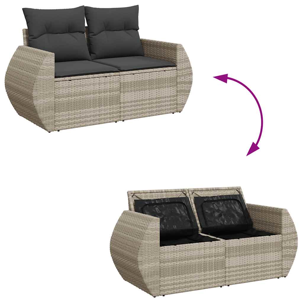 sofasæt til haven 8 dele med hynder polyrattan lysegrå