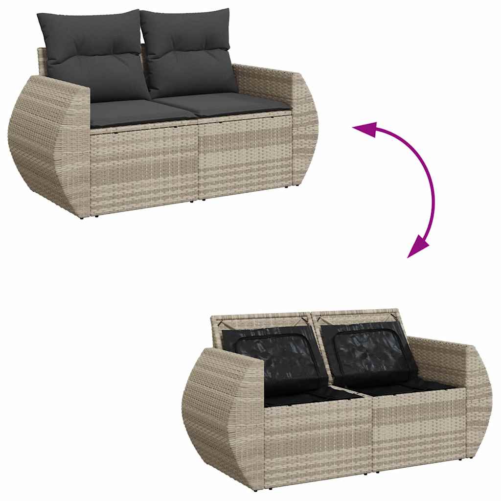 sofasæt til haven 7 dele med hynder polyrattan lysegrå