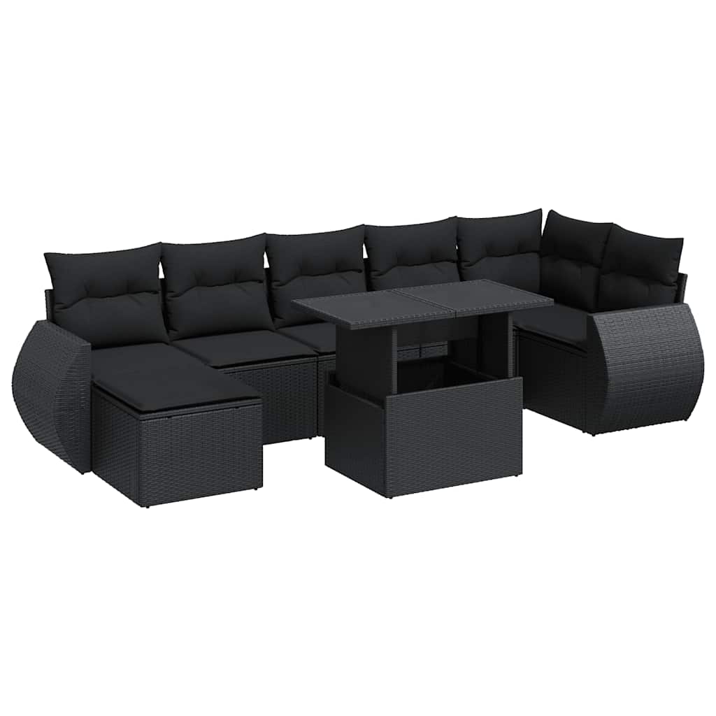 sofasæt til haven 8 dele med hynder polyrattan sort