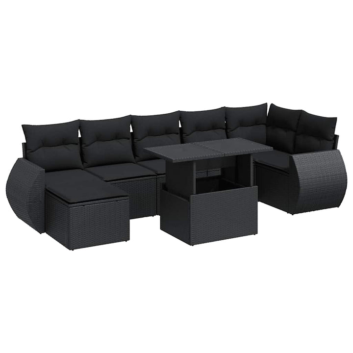 sofasæt til haven 8 dele med hynder polyrattan sort