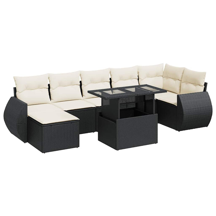 sofasæt til haven 8 dele med hynder polyrattan sort