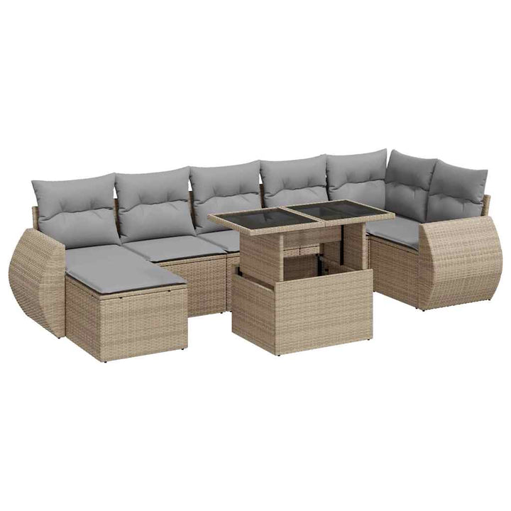 sofasæt til haven 8 dele med hynder polyrattan beige