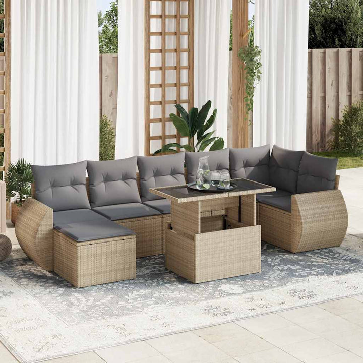 sofasæt til haven 8 dele med hynder polyrattan beige