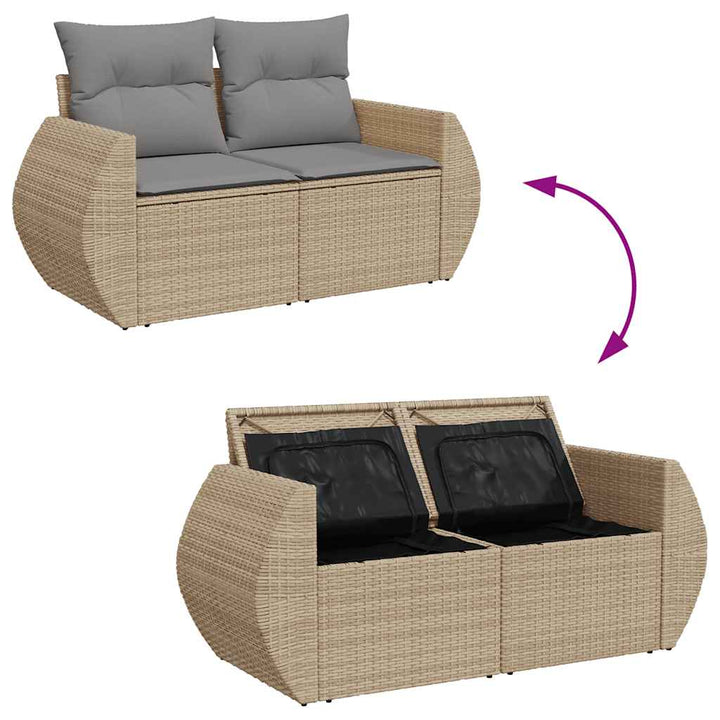sofasæt til haven 10 dele med hynder polyrattan beige