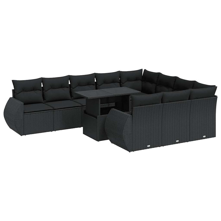sofasæt til haven 11 dele med hynder polyrattan sort