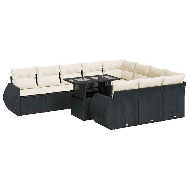 sofasæt til haven 11 dele med hynder polyrattan sort