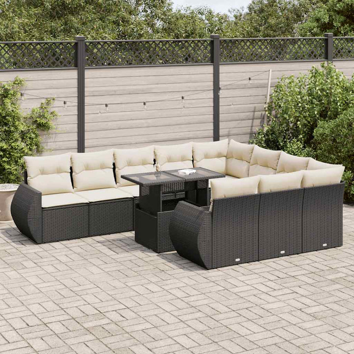 sofasæt til haven 11 dele med hynder polyrattan sort