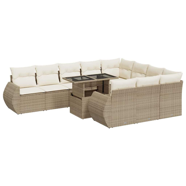 sofasæt til haven 11 dele med hynder polyrattan beige